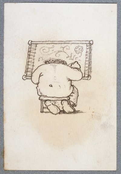 William Morris (1834-96) Werkend aan een Wandtapijt, Gezien van Achteren, uit een album met tekeningen door Edward Burne Jones